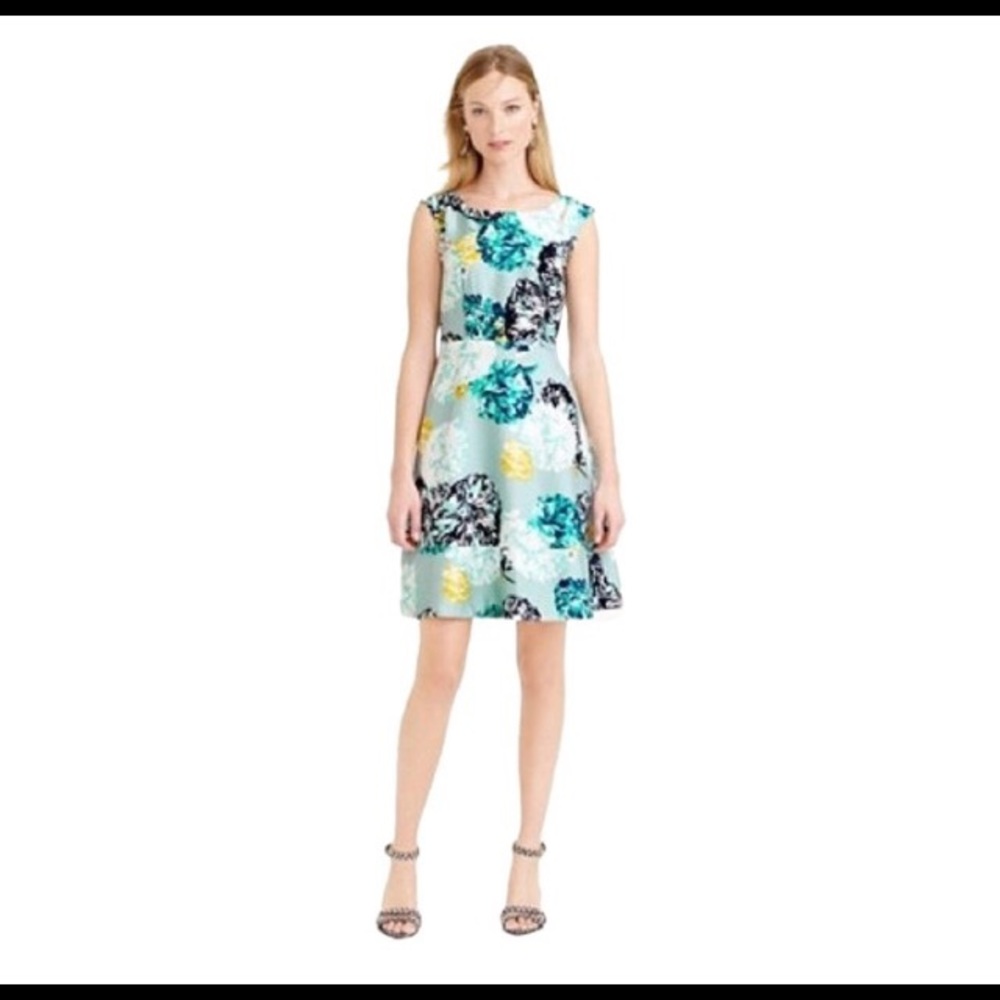 JCrew Blue Aquatic Floral Silk Cocktail Dress, s14